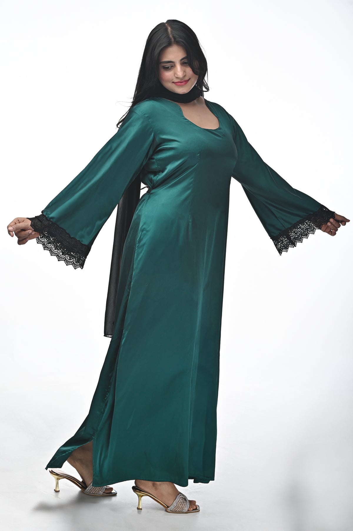 Elora Emerald SATIN Dress
