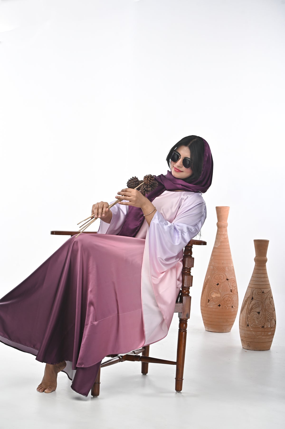 Butterfly Abaya OMBRE PINK (without scarf)